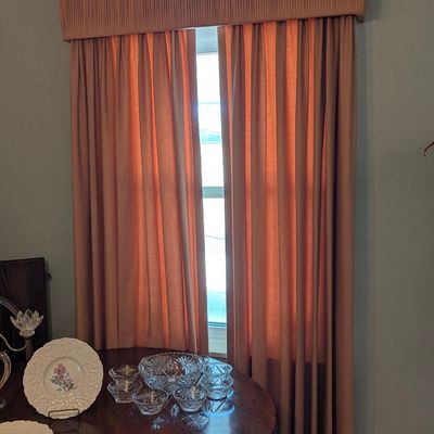Sale Photo Thumbnail #92: Custom Pleated Drapery with Matching Box Valance - Dusty Rose/Peach
