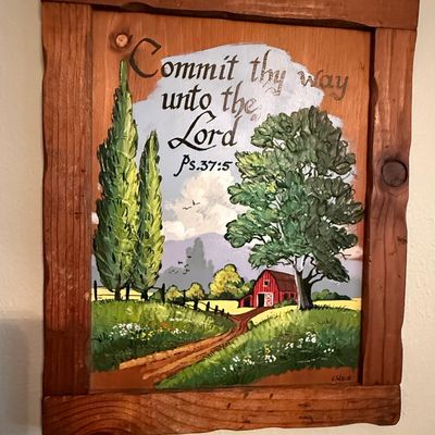 Sale Photo Thumbnail #323: J. Weir Hand-Painted Scriptural Wood Sign