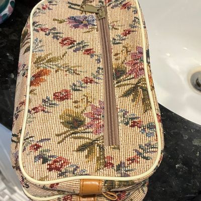Sale Photo Thumbnail #761: Vintage Leisure Luggage Floral Tapestry Train Case Bag