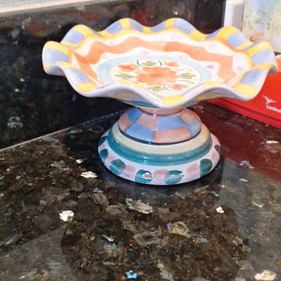 Sale Photo Thumbnail #55: World Bazaars Hand-Painted Pedestal Bowl