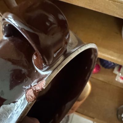 Sale Photo Thumbnail #929: Vintage Brown Drip Glaze Bean Pot