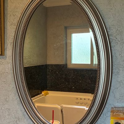 Sale Photo Thumbnail #59: Oval Beaded Wall Mirror with Silver Finish