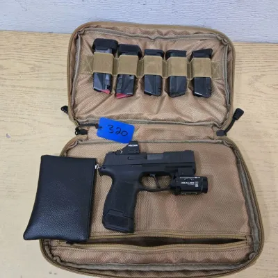 Sale Photo Thumbnail #6: Sig Sauer P365 9mm Pistol # 66G553681Tag 320
Soft Case - 6 Mags - Holosun Optic - Olight Baldor Mini