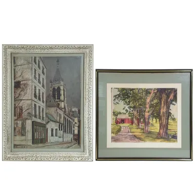 LUIGI LUCIONI (ITALIAN-AMERICAN, 1900-1988) AND AFTER MAURICE UTRILLO (FRENCH, 1883-1955) PRINTS
Vermont Landscape and Paris Street...