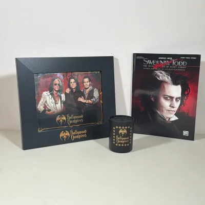 (3pc) HOLLYWOOD VAMPIRES SIGNED PHOTO AND SWEENEY TODD SHEET MUSIC COLLECTION
Collection includes a framed photograph signed by Joe...