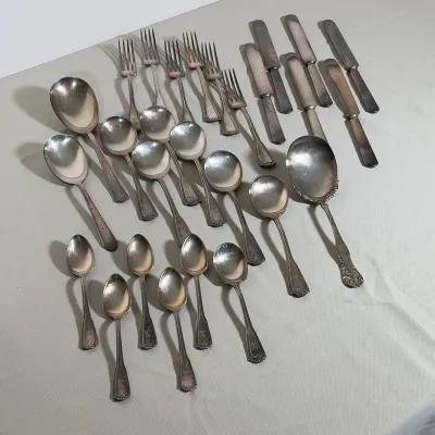 (26pc) REED & BARTON AND HANLEY SILVER-PLATED FLATWARE COLLECTION
A twenty-six piece collection of silver-plated flatware and serving...