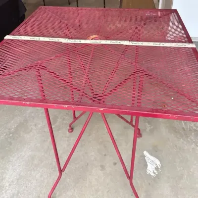Red Steel Patio Table