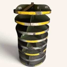 Sale Photo Thumbnail #17: Vtg. Industrial steel rotating shelves, ht. 65”.