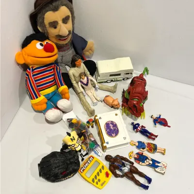 Sale Photo Thumbnail #217: Lot of various vintage toys including a signed Boxcar Willie