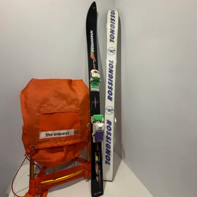 Sale Photo Thumbnail #270: Vintage The Everest hiking pack and Rossignol all terrain junior skis