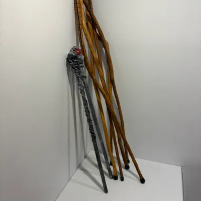 Sale Photo Thumbnail #154: 6 Wooden walking sticks & 2 wizard staffs