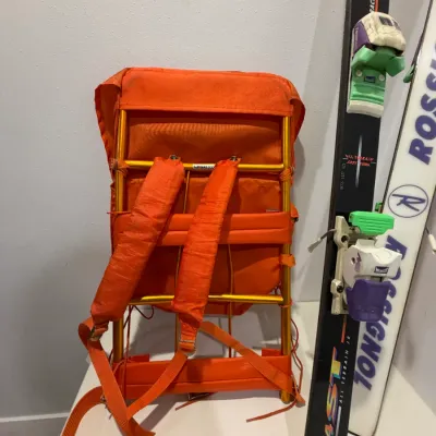 Sale Photo Thumbnail #275: Vintage The Everest hiking pack and Rossignol all terrain junior skis