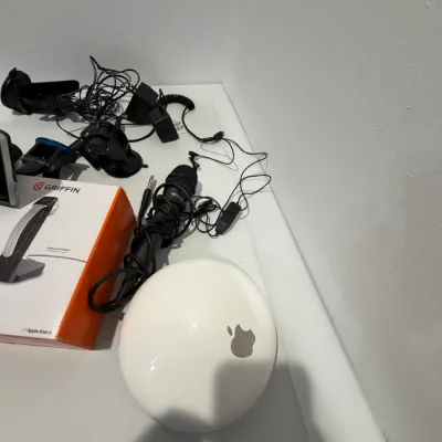 Sale Photo Thumbnail #200: 2 Fish finders, 2 microphones, WatchStand charging dock for Apple Watch, Apple AirPort, RainPoint water timer (2 zone)