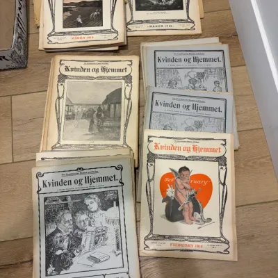 Sale Photo Thumbnail #17: Large lot of Kvinden og Hjemmet antique magazines from 1906-1914, most issues