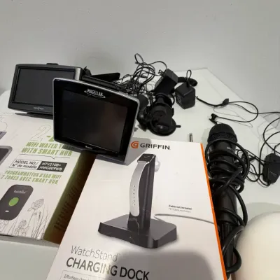 Sale Photo Thumbnail #199: 2 Fish finders, 2 microphones, WatchStand charging dock for Apple Watch, Apple AirPort, RainPoint water timer (2 zone)