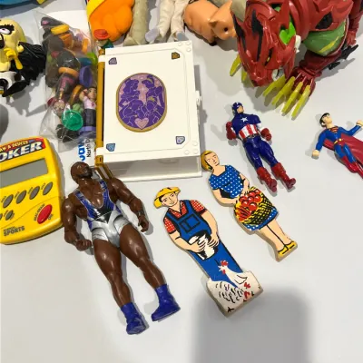 Sale Photo Thumbnail #221: Lot of various vintage toys including a signed Boxcar Willie