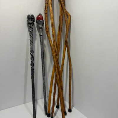 Sale Photo Thumbnail #151: 6 Wooden walking sticks & 2 wizard staffs