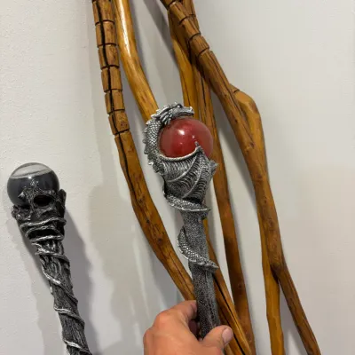 Sale Photo Thumbnail #152: 6 Wooden walking sticks & 2 wizard staffs