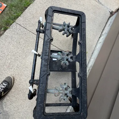 Sale Photo Thumbnail #370: Antique cast iron 3 burner stove