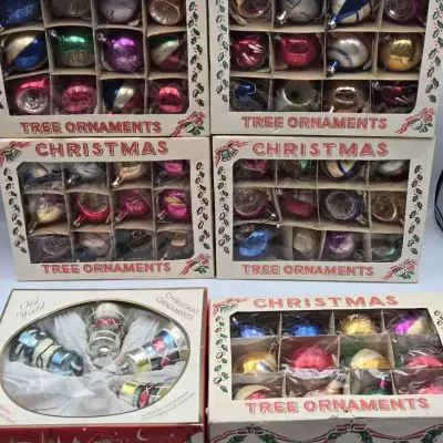 Old World Glass Christmas Tree Ornaments Lot