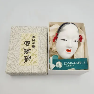 Japanese Noh Mask Vintage Decor In Daimaru Box