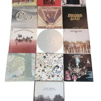Lot Of 13 Vintage Vinyl Records, George Harrison, Led Zepplin, John Lennon, The Beatles