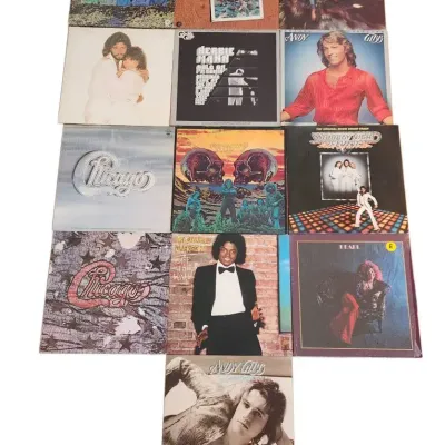 Lot Of 13 Vintage Vinyls Michael Jackson, Steppenwolf, Credence Clearwater Revival, Chicago