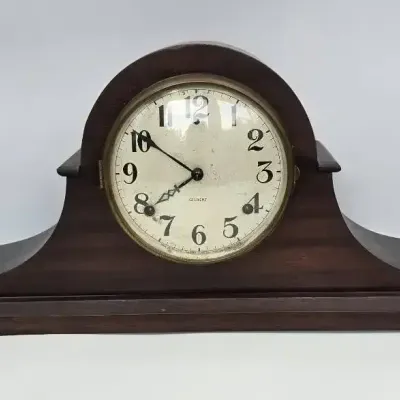 William L. Gilbert Wooden Tambour/Humpback-Style Mantel Clock