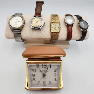 Lot Of Vintage Watches And Travel Alarm Clock
