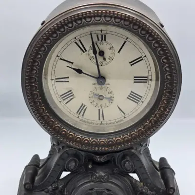 Seth Thomas Wind-Up "Long Alarm" Cast Metal Mantel Clock