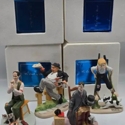 Lot of 4 1980 Danbury Mint Norman Rockwell Porcelain Figurines w/ Boxes