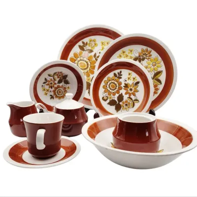 Groovy Mikasa Vintage 70s Floral 32 Pc China Set