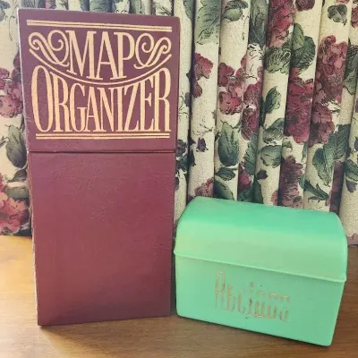Map Organizer And Recipe Case Vintage Storage Boxes