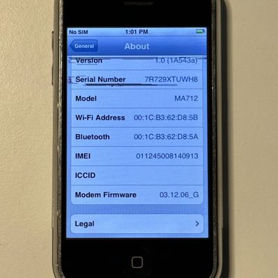 iOS 1.0 Apple iPhone 1st Generation - 8GB - 2G -Rare Collectors Item