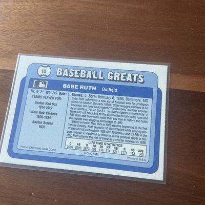Vintage 1990 Babe Ruth Baseball Card