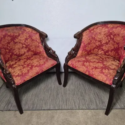 French Empire Style Tub Chairs (2) - 28X25X34” 