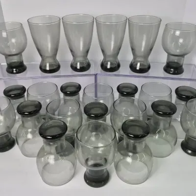 Vintage 1970s Federal "Sundown" Smoke Glass Bar Glassware