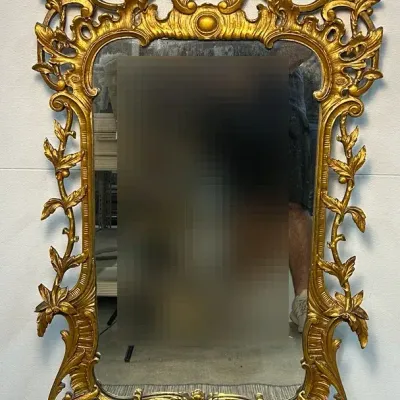 Vintage Rococo Style Gilt Wood Wall Mirror 