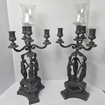 Rococo-style Figural Candelabra -23.5" Tall