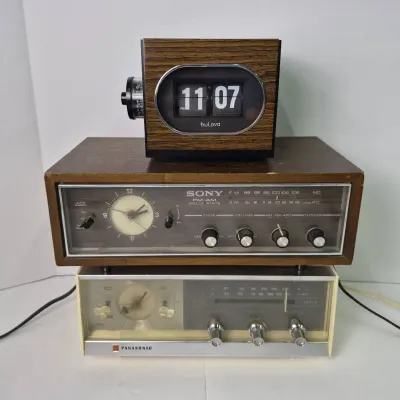 Midcentury Clocks & Radios: Bulova B-5458, Sony 8FC-45W & Panasonic RC 6017