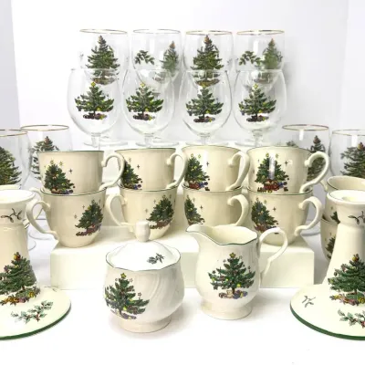 Spode Christmas Tree Stemware & Candleholders, Plus More Christmas Tableware