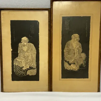 2 Panels Depicting Ancient Buddhist Characters