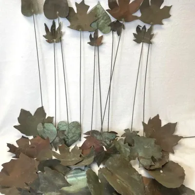 Mid-century Brutalist Copper Metal Leaves 