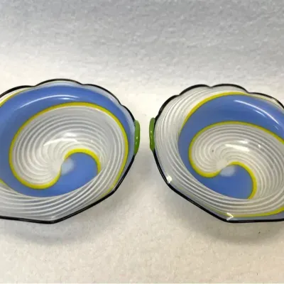 Murano Glass Mini Pinwheel Trinket Dishes, 2pcs
