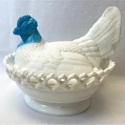 Antique Atterbury & Company White Milk Glass Nesting Hen 