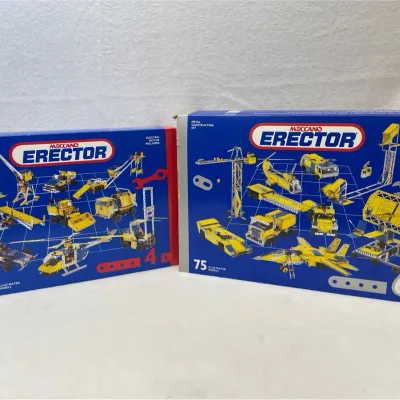 Two Vintage Meccano Erector Metal Construction Sets. 