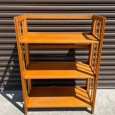 Honey Oak Solid Wood 3-tier Folding Bookcase