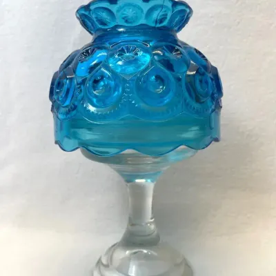 L.E. Smith blue Moon and Stars glass fairy lamp, Vintage