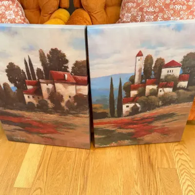 Pair of Tuscan Villa Scenery - Decor