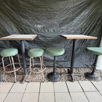 Bar Stools (six 6) with Beautiful Rod Iron Details and Pub Tables